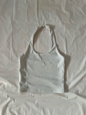 Classic White Ribbed Halter Crop Top